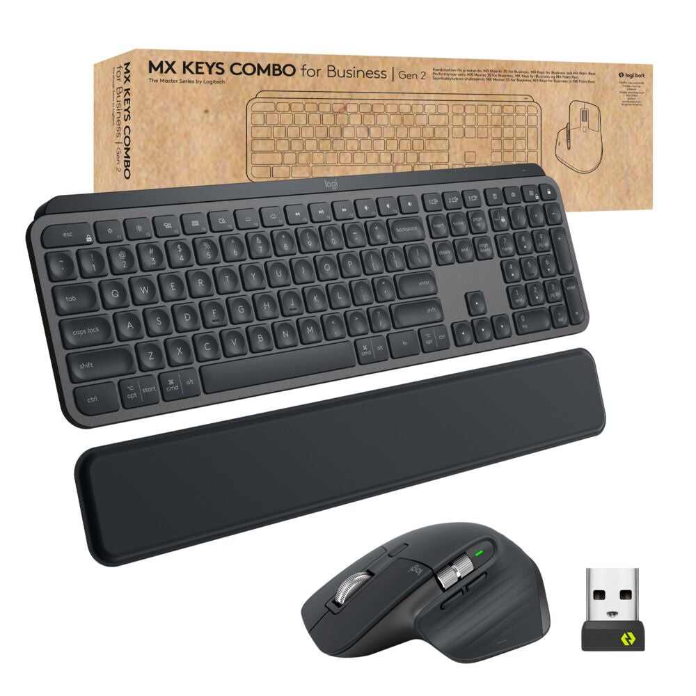 Logitech MX Keys combo for Business Gen 2 keyboard Mouse included Office RF Wireless + Bluetooth QWERTZ Swiss Graphite