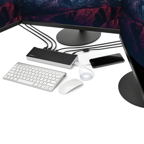 StarTech.com 4K USB-C Dock, Triple UHD 4K Monitor Docking Station, Mac & Windows, USB C to HDMI & DisplayPort, 100W Power Delivery, 5x USB 5Gbps Hub - TAA
