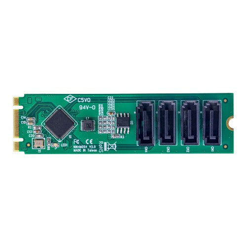 StarTech.com 4-Port M.2 to SATA Adapter Card, M.2 PCIe 3.0 to SATA HDD/SSD Expansion Card, ASM1064 Chipset, M.2 NVMe to 4x HDD/SSD for Windows/macOS/Linux