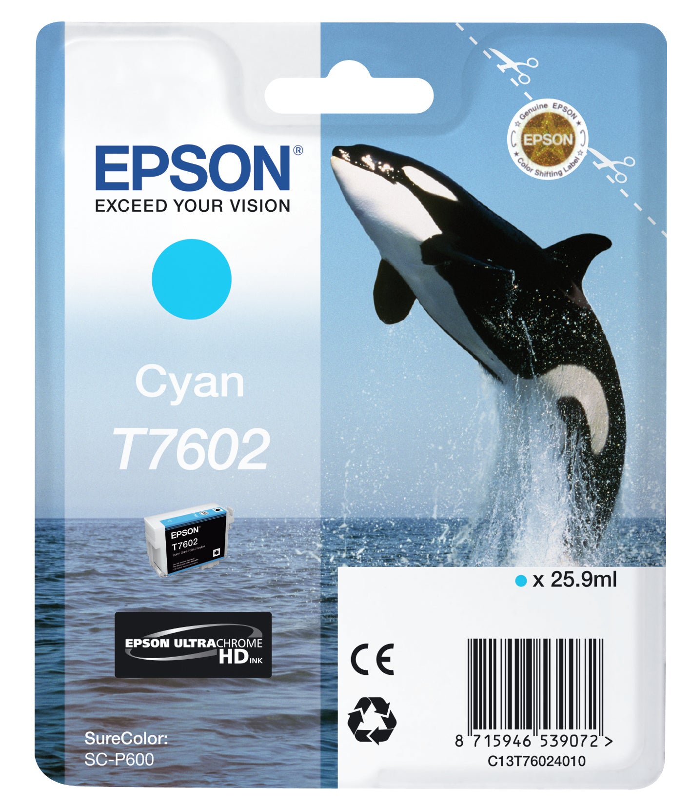 Epson C13T76024010/T7602 Ink cartridge cyan, 2.2K pages 25,9ml for Epson SC-P 600