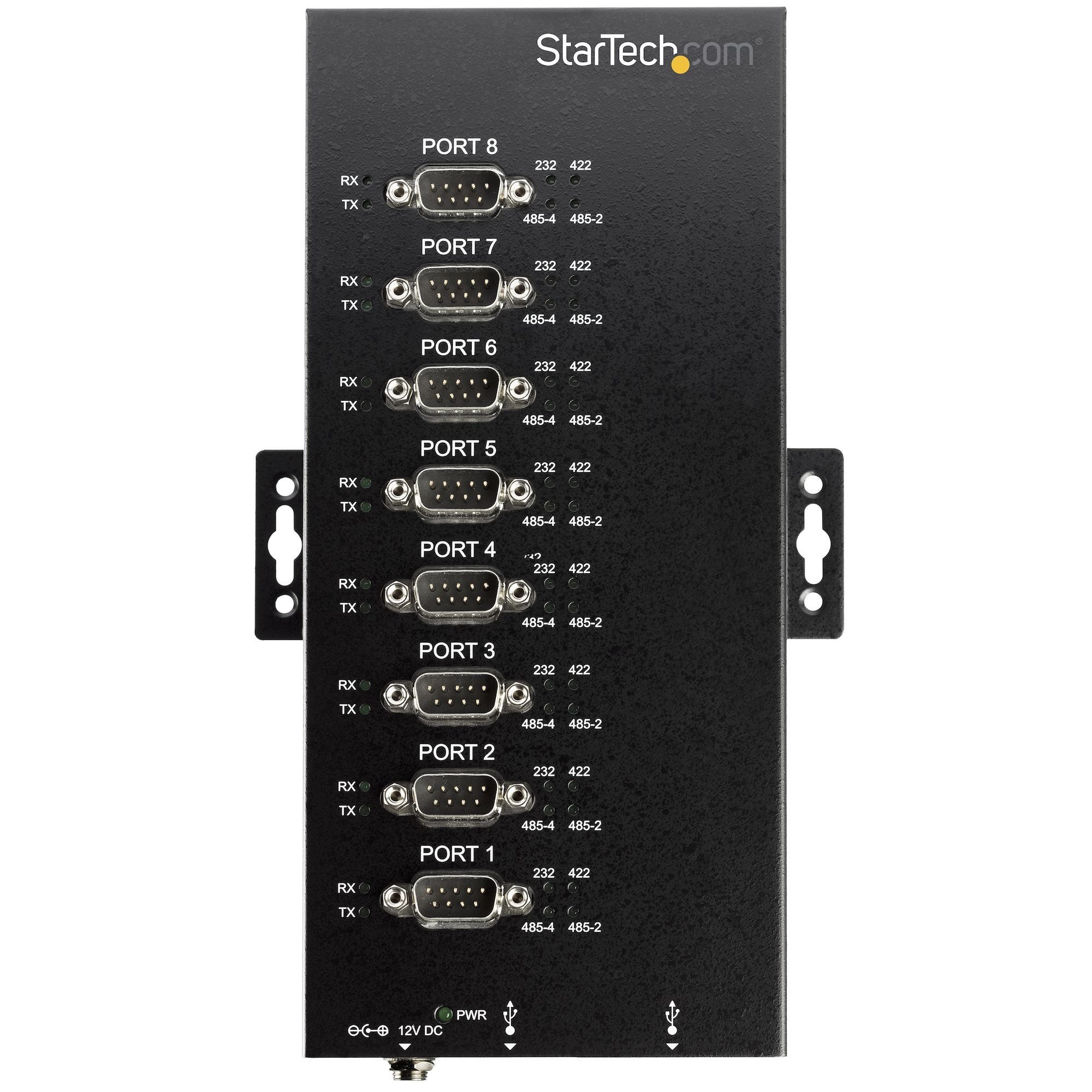 StarTech.com 8 Port Serial Hub USB to RS232/RS485/RS422 Adapter - Industrial USB 2.0 to DB9 Serial Converter Hub - IP30 Rated - Din Rail Mountable Metal Serial Hub - 15kV ESD Protection