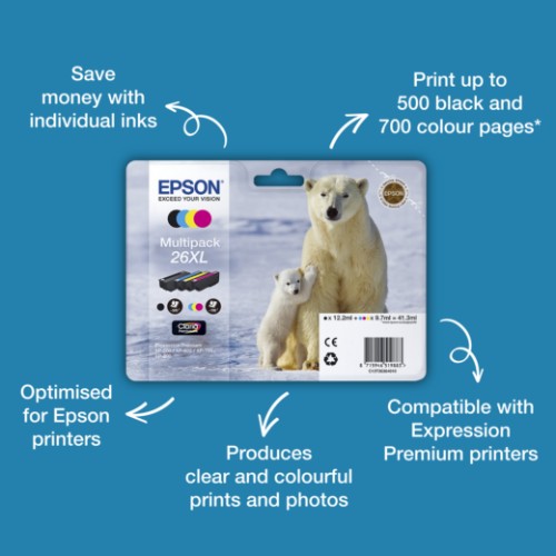 Epson C13T26324012/26XL Ink cartridge cyan high-capacity XL, 700 pages 9,7ml for Epson XP 600