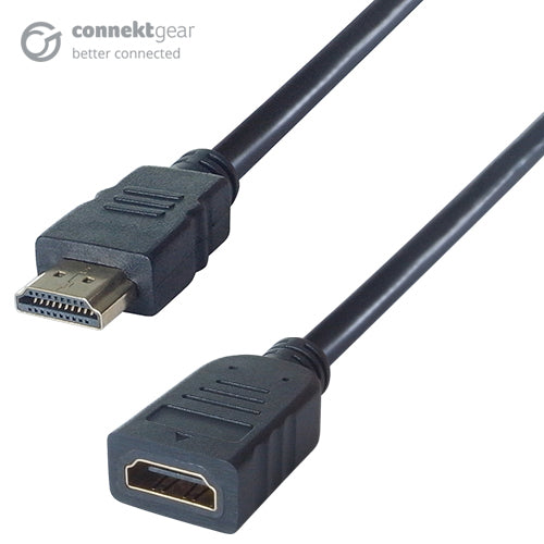 connektgear 3m HDMI V2.0 4K UHD Extension Cable - Male to Female Gold Connectors