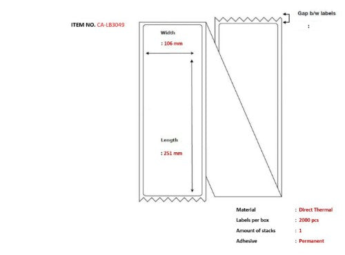Capture CA-LB3049 printer label White