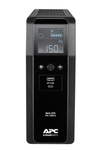 APC Back-UPS Pro, 1600VA/960W, Tower, 230V, 8x IEC C13 outlets, Sine Wave, AVR, USB Type A + C ports, LCD, User Replaceable Battery