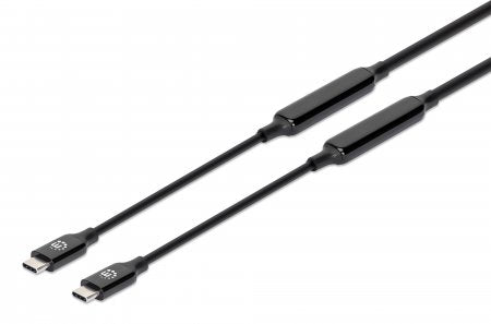 Manhattan USB-C to USB-C Cable, 5m, Active, Male to Male, Black, 10 Gbps (USB 3.2 Gen2 aka USB 3.1), 3A (fast charging), SuperSpeed+ USB, Lifetime Warranty
