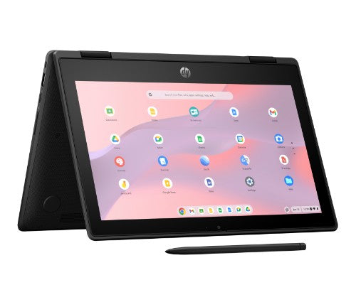 HP Fortis Flip G1m Chromebook MediaTek 520 29.5 cm (11.6") Touchscreen HD 8 GB LPDDR4x-SDRAM 64 GB eMMC Wi-Fi 6 (802.11ax) ChromeOS Black
