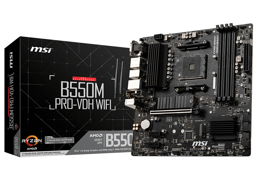 MSI B550M PRO-VDH WIFI motherboard AMD B550 Socket AM4 micro ATX