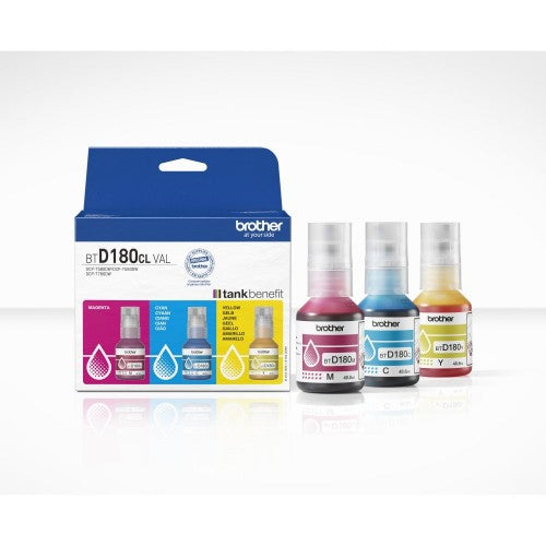 Brother BT-D180CLVAL Ink bottle Multipack C,M,Y, 3x5K pages ISO/IEC 19752 48.8ml Pack=3 for Brother DCP-T 580 DW