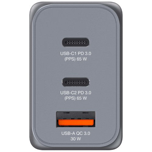 Verbatim GNC-65 GaN Charger 65W with 2 x USB-C PD 65W / 1 x USB-A QC 3.0 (EU/UK/US)