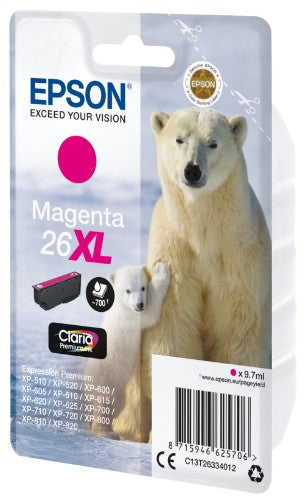 Epson C13T26334012/26XL Ink cartridge magenta high-capacity XL, 700 pages 9,7ml for Epson XP 600