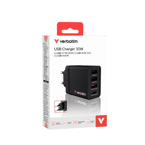Verbatim 49700 mobile device charger Universal Black AC Fast charging Indoor
