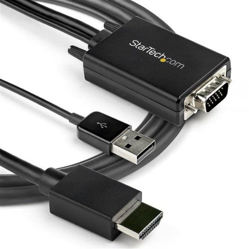 StarTech.com 2m VGA to HDMI Converter Cable with USB Audio Support & Power - Analog to Digital Video Adapter Cable to connect a VGA PC to HDMI Display - 1080p Male to Male Monitor Cable