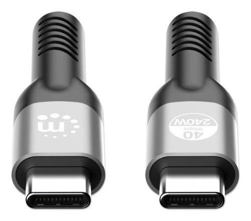 Manhattan Fast USB-C to USB-C Cable (240W), 2m, 240W Laptop Charging + High-Speed Data & Video, Works with ALL Laptops (Note additional USB-C 240W wall charger needed), 40 Gbps Ultra-Fast Transfers, Extra-Long Reach for Desk or Floor Sockets, 3 year Warra
