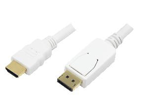 LogiLink 2m, HDMI-DP DisplayPort White