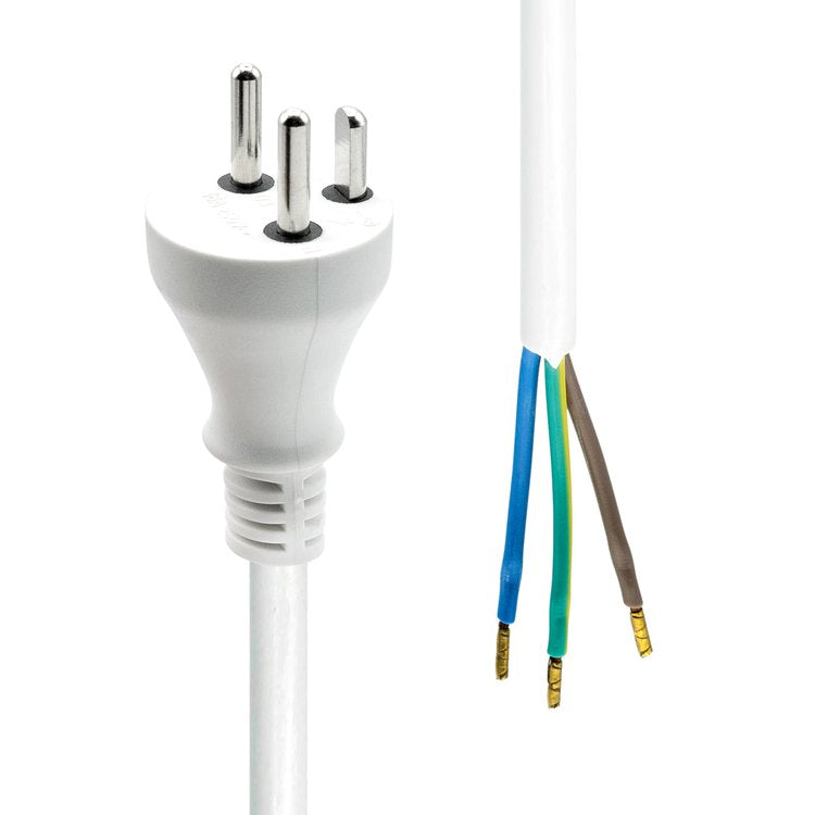 ProXtend Type K (Denmark) to Open End Montage Power Cord White 5m