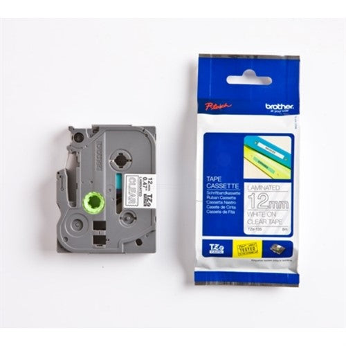 Brother TZE-135 DirectLabel white on Transparent Laminat 12mm x 8m for Brother P-Touch TZ 3.5-18mm/6-12mm/6-18mm/6-24mm/6-36mm