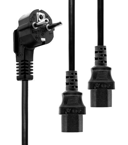 Microconnect PE011318 power cable Black 1.8 m Power plug type F 2 x C13 coupler