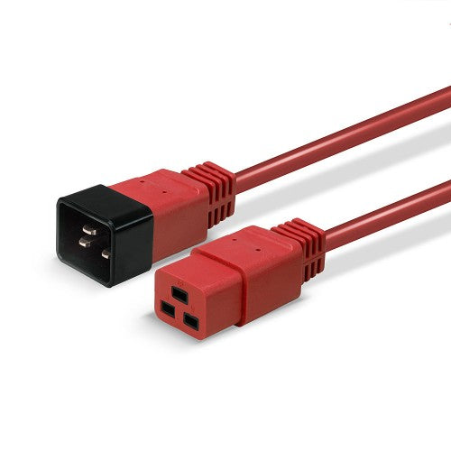 Lindy 3m IEC C19 to C20 Extension Cable, Red