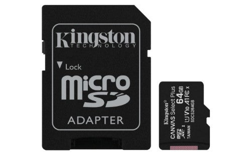 Kingston Technology Canvas Select 64GB micSDXC Plus 100R A1 C10 Card + ADP