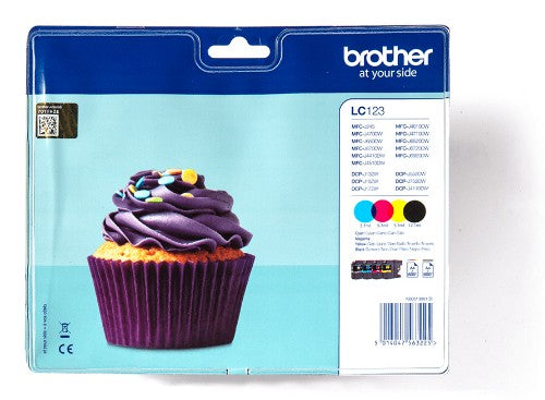 Brother LC-123VALBPDR Ink cartridge multi pack Bk,C,M,Y, 4x600 pages ISO/IEC 24711 Pack=4 for Brother DCP-J 132/MFC-J 4510/MFC-J 6920