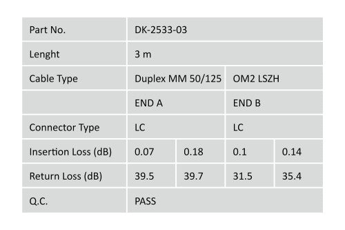 Digitus Fiber Optic Multimode Patch Cord, LC / LC