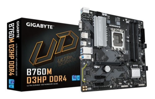 GIGABYTE B760M D3HP DDR4 Motherboard - Supports Intel Core 14th Gen CPUs, 4+1+1 Phases Digital VRM, up to 5333MHz DDR4 (OC), 2xPCIe 4.0 M.2, GbE LAN, USB 3.2 Gen1