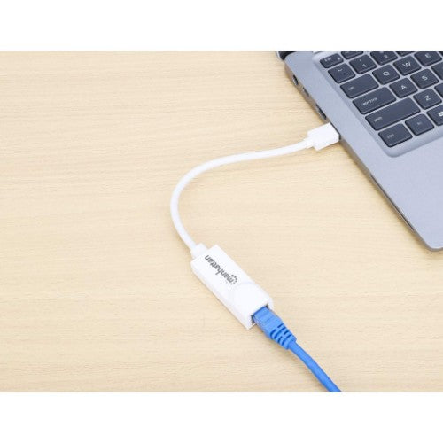 Manhattan USB-A Gigabit Network Adapter, White, 10/100/1000 Mbps Network, USB 3.0, Ethernet, RJ45, Three Year Warranty, Equivalent to USB31000SW.