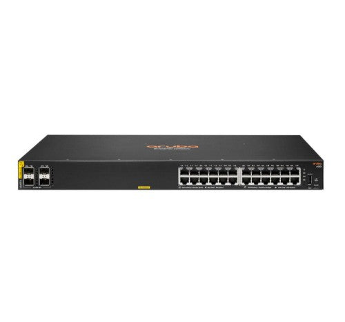 HPE Aruba Networking CX 6100 24G Class4 PoE 4SFP+ 370W Managed L3 Gigabit Ethernet (10/100/1000) Power over Ethernet (PoE) 1U Black