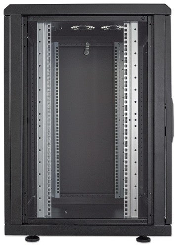 Intellinet 19" Network Cabinet - Free Standing, 16U, 600x600mm (width x depth), Black, Flatpack, Max 1500kg, Multi-Point Door Lock, One Lock Per Side Panel, Usable Depth 123 to 373mm, IP20 rated, Rack, Steel