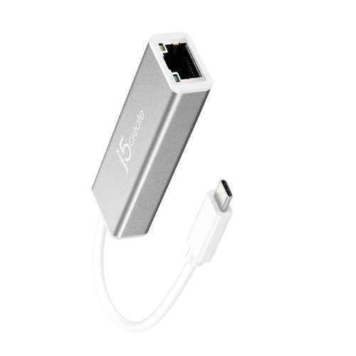 j5create JCE133G USB-C™ to Gigabit Ethernet Adapter, Grey and White