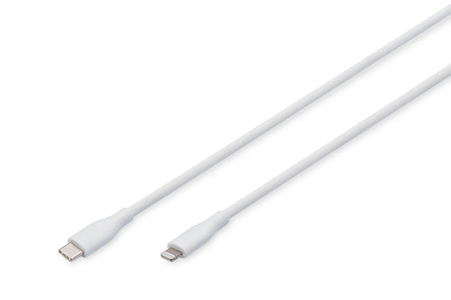 Digitus Lightning silicone connection cable, USB-C - Lightning, 1m, white