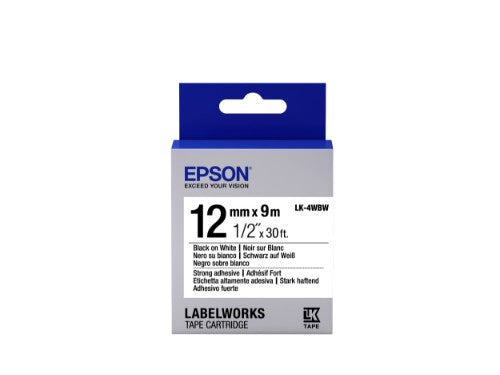 Epson C53S654016/LK-4WBW Ribbon black on white extra adhesive 12mm x 9m for Epson LabelWorks 4-18mm/36mm/6-12mm/6-18mm/6-24mm
