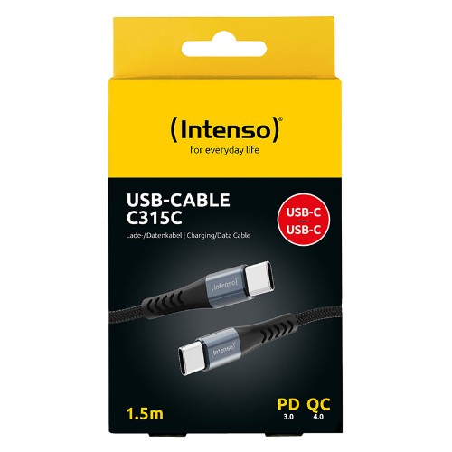 Intenso C315C USB-C charging/data cable, 1.5m, fast charging up to 60 watts, black