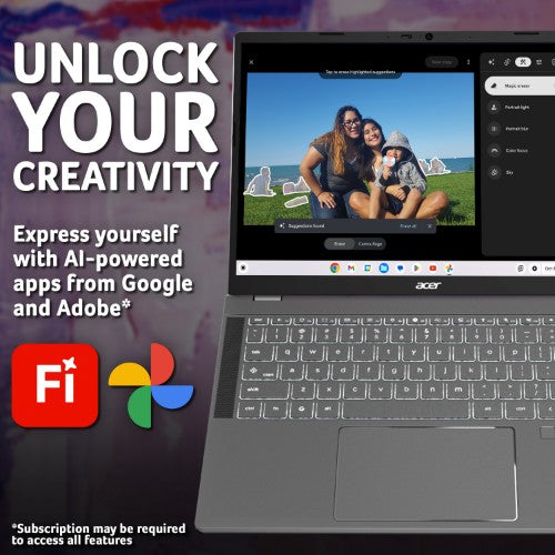 Acer Chromebook Plus 514 CB514-5H Traditional Laptop - Intel Core 5 120U, 8GB, 512GB SSD, Integrated Graphics, 14" WUXGA, Chrome OS, Iron