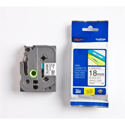 Brother TZE-241 DirectLabel black on white Laminat 18mm x 8m for Brother P-Touch TZ 3.5-18mm/36mm/6-18mm/6-24mm/6-36mm