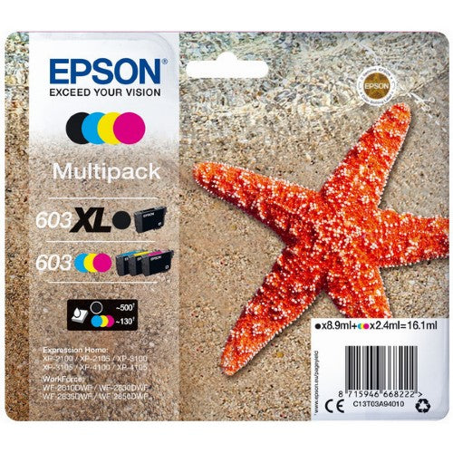 Epson C13T03A94010/603XL/603 Ink cartridge multi pack Bk,C,M,Y 8,9ml + 3x2,4ml Pack=4 for Epson XP 2100