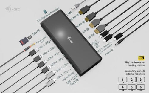 i-tec Universal 6x 4K/60Hz Display Docking Station + Power Delivery 140W