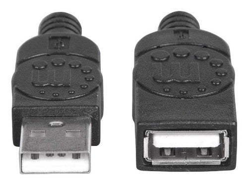 Manhattan USB-A to USB-A Extension Cable, 1.8m, Male to Female, 480 Mbps (USB 2.0), Hi-Speed USB, Black, Lifetime Warranty, Equivalent to USBEXTAA6BK