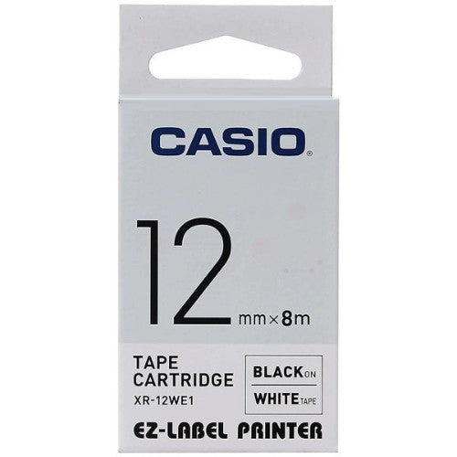 Casio XR-12WE1 Ribbon black on white 12mm x 8m for Casio Labelprinter 6-12mm/18mm/24mm