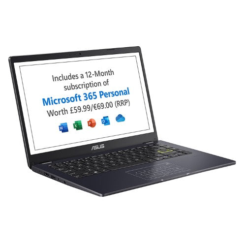 ASUS Vivobook Go 14 E410KA-EK217WS Intel® Celeron® N N4500 Laptop 35.6 cm (14") Full HD 4 GB DDR4-SDRAM 128 GB eMMC Wi-Fi 5 (802.11ac) Windows 11 Home in S mode Black, Blue