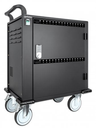 Manhattan iPad to 13", MacBook Air to 13" & Chromebook to 14" 32-bay Charging Trolley/Cart via USB-C, Also other tablets/smartphones (with device to USB-C cable), Bays 330x22x235mm, Device charging cables not included (suggest USB-C cable 354868),Cabinet