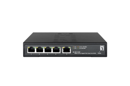 LevelOne Hilbert 5-Port Gigabit PoE Smart Lite Switch, 802.3at/af PoE, 4 PoE Outputs, 60W PoE Power Budget