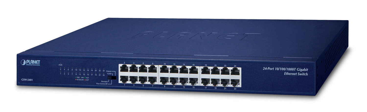 PLANET GSW-2401 network switch Unmanaged Gigabit Ethernet (10/100/1000) 1U Blue