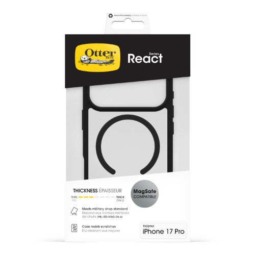 OtterBox React MagSafe Series for Apple iPhone 17 Pro, Black Crystal, transparent/black