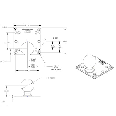 RAM Mounts 100x100mm VESA Plate with Ball