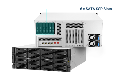 QNAP TS-H3087XU-RP NAS Rack (4U) Intel Xeon E E-2378 64 GB DDR4 0 TB QuTS hero Black, White