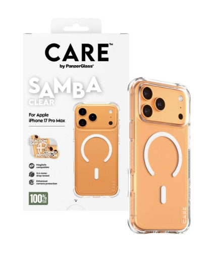 PanzerGlass CARE by ® Fashionable Case Samba Transparent w. White MagSafe iPhone 17 Pro Max