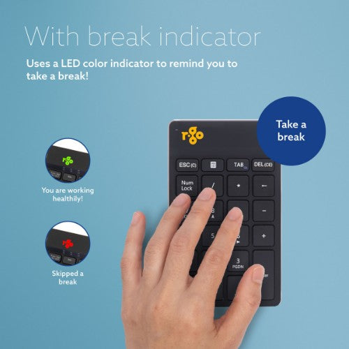 R-Go Tools Numeric keypad R-Go Numpad Break, ergonomic numeric keypad with break software, bluetooth, black