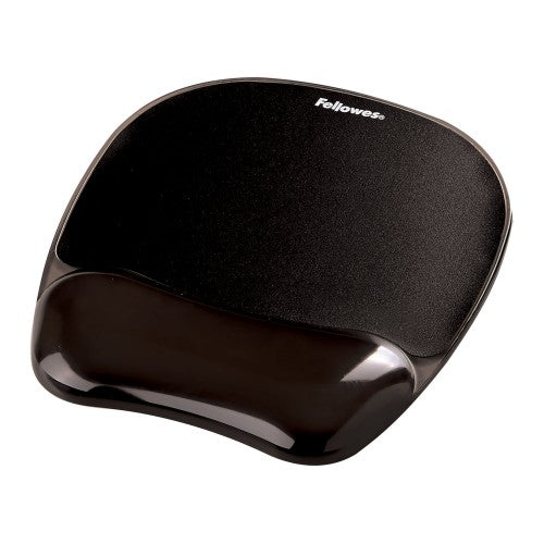 Fellowes Mouse Mat Wrist Support - Crystals Gel Mouse Pad with Non Slip Rubber Base - Ergonomic Mouse Mat for Computer, Laptop, Home Office Use - Compatible with Laser and Optical Mice - Black